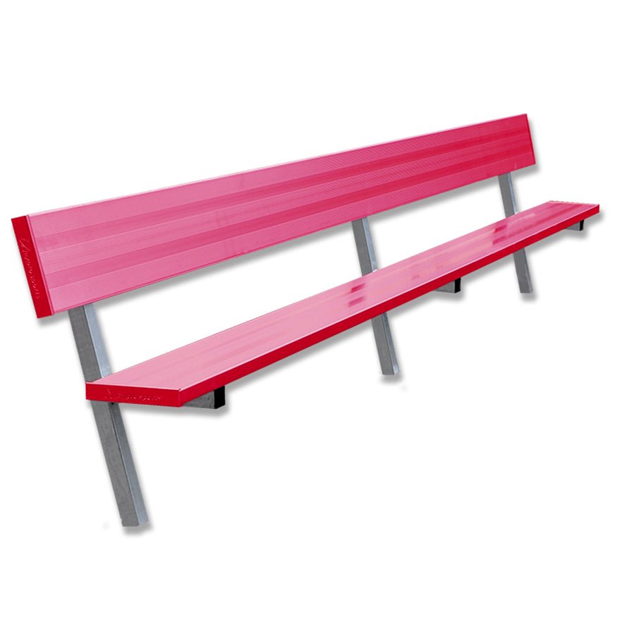 Jaypro Sports Outdoor Player Benches - In Ground - Aluminum Team Bench with Seat Back - 15', Powder Coated (PB - 20PIPC) - SchoolOutlet