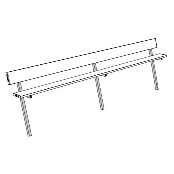 Jaypro Sports Outdoor Player Benches - In Ground - Aluminum Team Bench with Seat Back - 15', Powder Coated (PB - 20PIPC) - SchoolOutlet