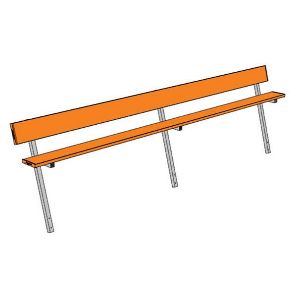 Jaypro Sports Outdoor Player Benches - In Ground - Aluminum Team Bench with Seat Back - 15', Powder Coated (PB - 20PIPC) - SchoolOutlet