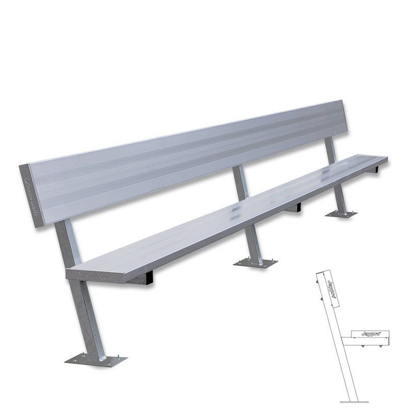 Jaypro Sports Outdoor Player Benches - Isurface Mount - Aluminum Team Bench with Seat Back - 15' (PB - 20SM) - SchoolOutlet