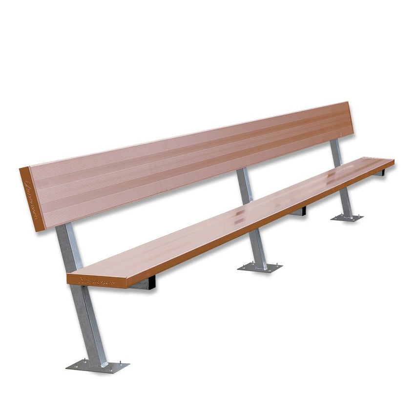 Jaypro Sports Outdoor Player Benches - Surface Mount - Aluminum Team Bench with Seat Back - 15', Powder Coated (PB - 20SMPC) - SchoolOutlet