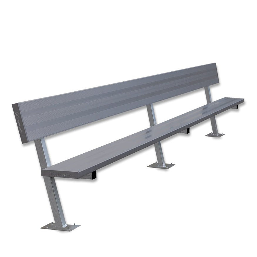 Jaypro Sports Outdoor Player Benches - Surface Mount - Aluminum Team Bench with Seat Back - 15', Powder Coated (PB - 20SMPC) - SchoolOutlet