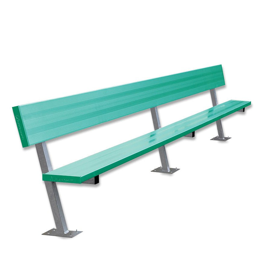 Jaypro Sports Outdoor Player Benches - Surface Mount - Aluminum Team Bench with Seat Back - 15', Powder Coated (PB - 20SMPC) - SchoolOutlet