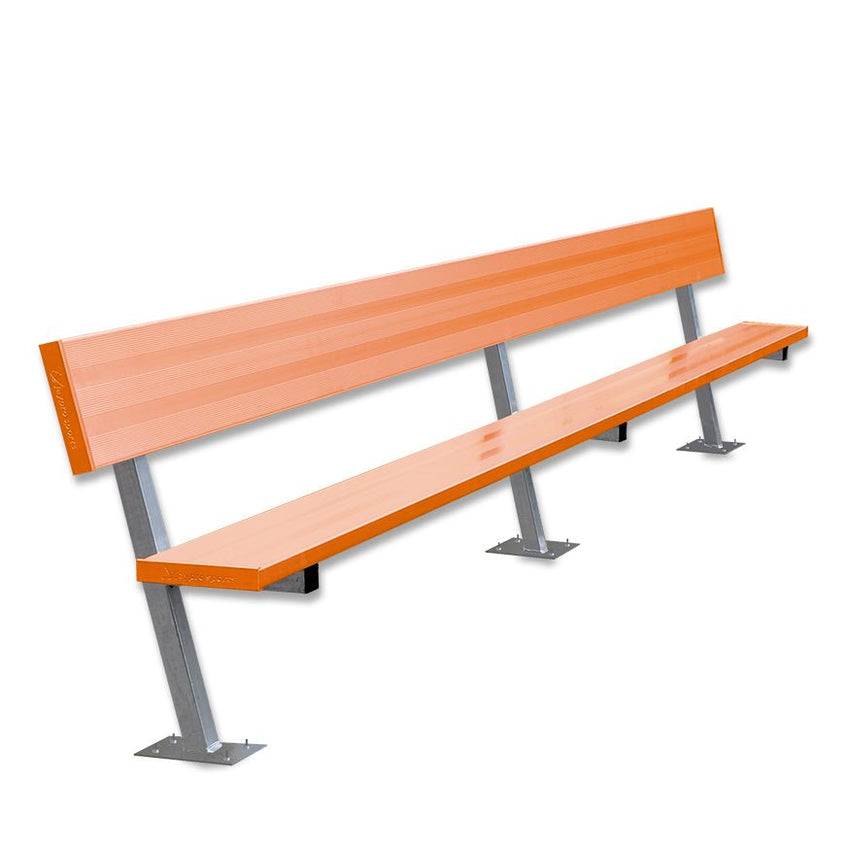 Jaypro Sports Outdoor Player Benches - Surface Mount - Aluminum Team Bench with Seat Back - 15', Powder Coated (PB - 20SMPC) - SchoolOutlet