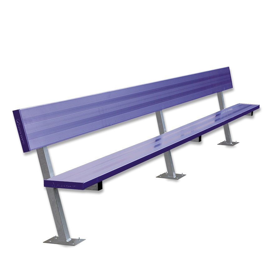 Jaypro Sports Outdoor Player Benches - Surface Mount - Aluminum Team Bench with Seat Back - 15', Powder Coated (PB - 20SMPC) - SchoolOutlet