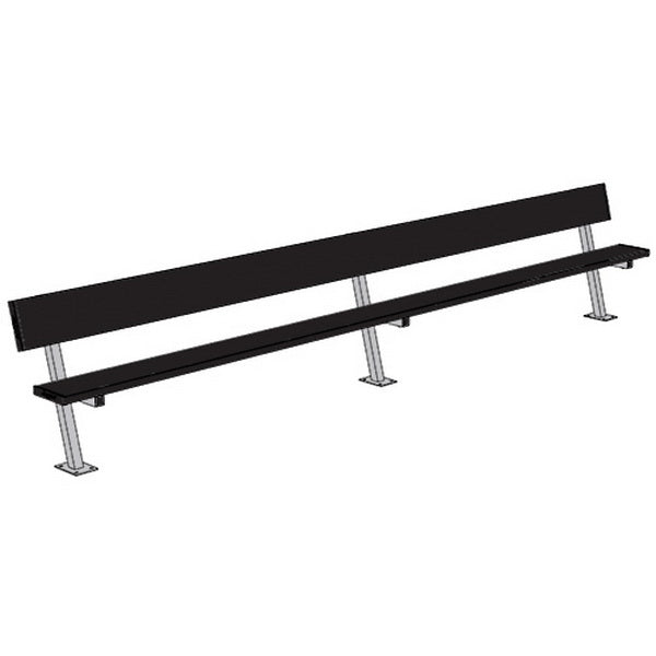 Jaypro Sports Outdoor Player Benches - Surface Mount - Aluminum Team Bench with Seat Back - 15', Powder Coated (PB - 20SMPC) - SchoolOutlet