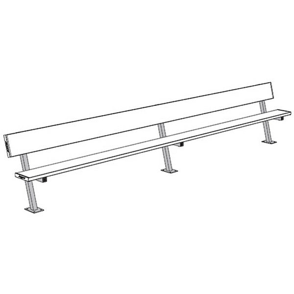 Jaypro Sports Outdoor Player Benches - Surface Mount - Aluminum Team Bench with Seat Back - 15', Powder Coated (PB - 20SMPC) - SchoolOutlet