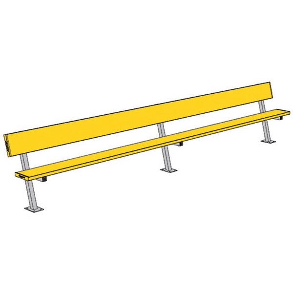 Jaypro Sports Outdoor Player Benches - Surface Mount - Aluminum Team Bench with Seat Back - 15', Powder Coated (PB - 20SMPC) - SchoolOutlet