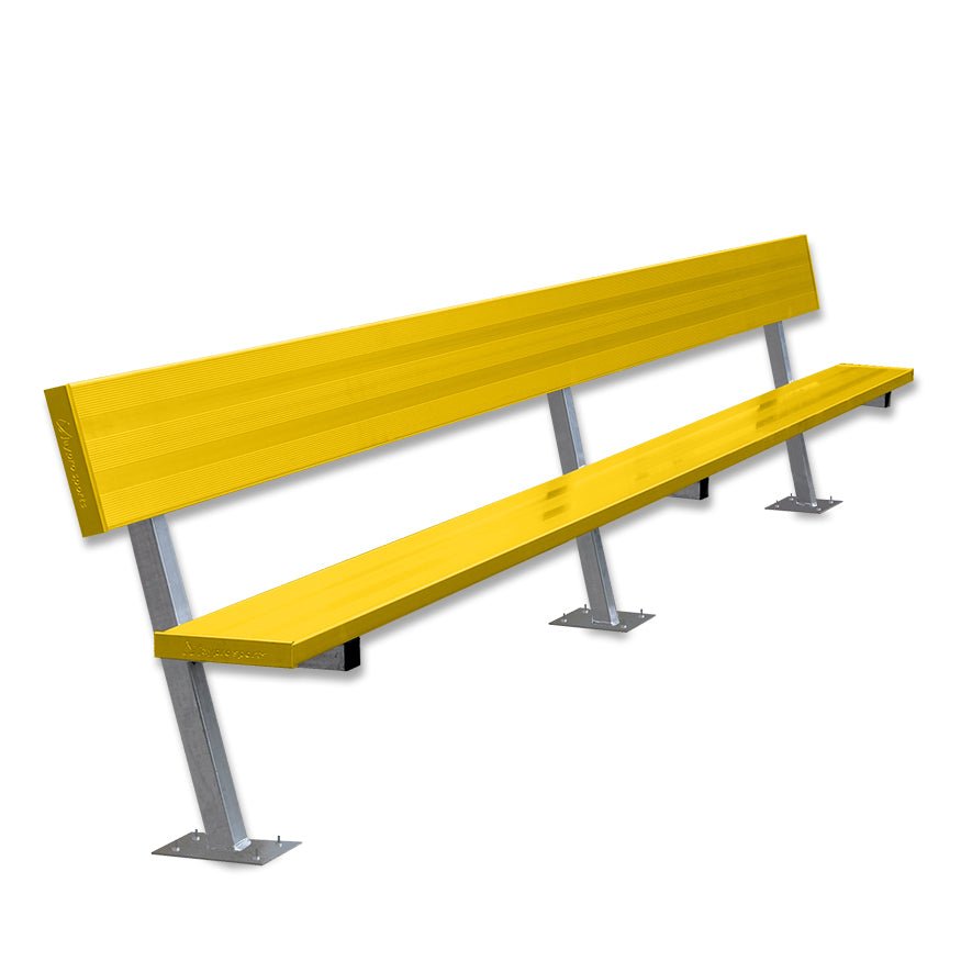 Jaypro Sports Outdoor Player Benches - Surface Mount - Aluminum Team Bench with Seat Back - 15', Powder Coated (PB - 20SMPC) - SchoolOutlet