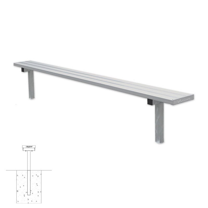 Jaypro Sports Outdoor Player Benches - In Ground - Aluminum Team Bench - 7.5' (PB - 75PI) - SchoolOutlet