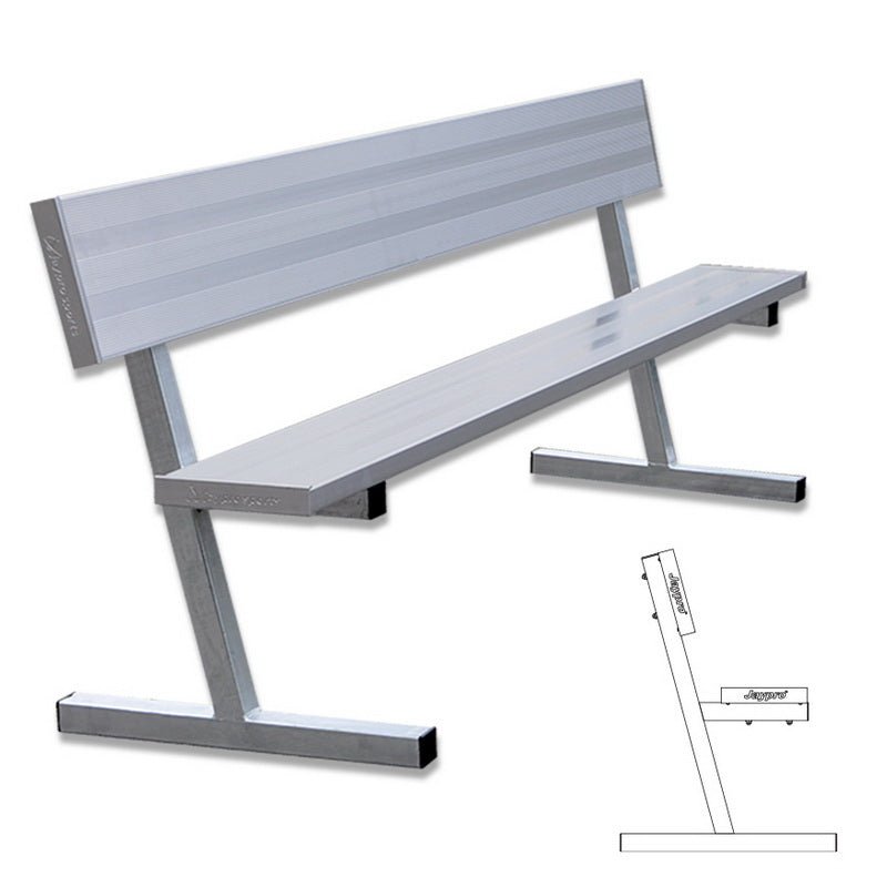 Jaypro Sports Outdoor Player Benches - Portable - Aluminum Team Bench with Seat Back - 7.5' (PB - 80) - SchoolOutlet