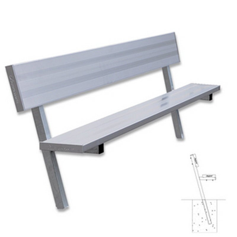 Jaypro Sports Outdoor Player Benches - In Ground - Aluminum Team Bench with Seat Back - 7.5' (PB - 80PI) - SchoolOutlet