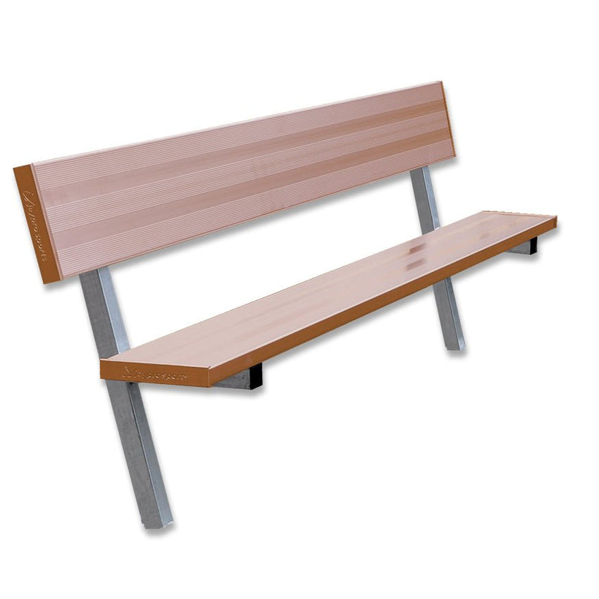 Jaypro Sports Outdoor Player Benches - In Ground - Aluminum Team Bench with Seat Back - 7.5', Powder Coated (PB - 80PIPC) - SchoolOutlet