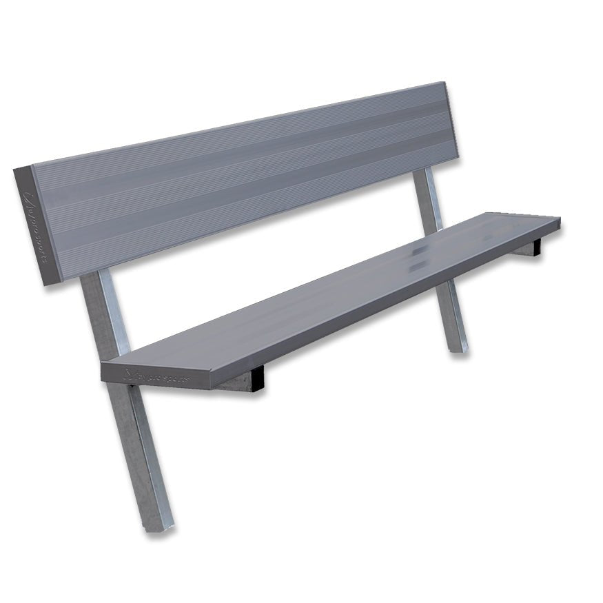 Jaypro Sports Outdoor Player Benches - In Ground - Aluminum Team Bench with Seat Back - 7.5', Powder Coated (PB - 80PIPC) - SchoolOutlet