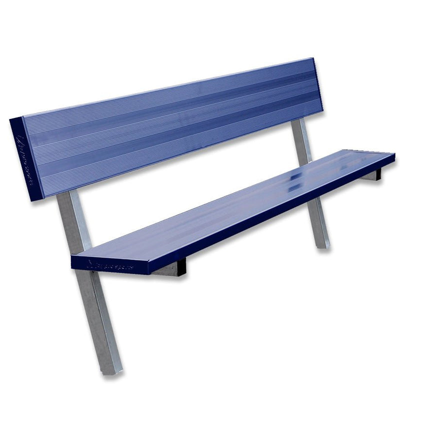 Jaypro Sports Outdoor Player Benches - In Ground - Aluminum Team Bench with Seat Back - 7.5', Powder Coated (PB - 80PIPC) - SchoolOutlet