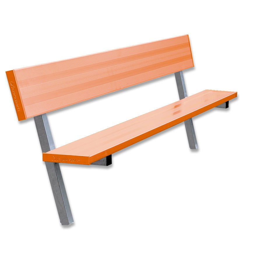 Jaypro Sports Outdoor Player Benches - In Ground - Aluminum Team Bench with Seat Back - 7.5', Powder Coated (PB - 80PIPC) - SchoolOutlet