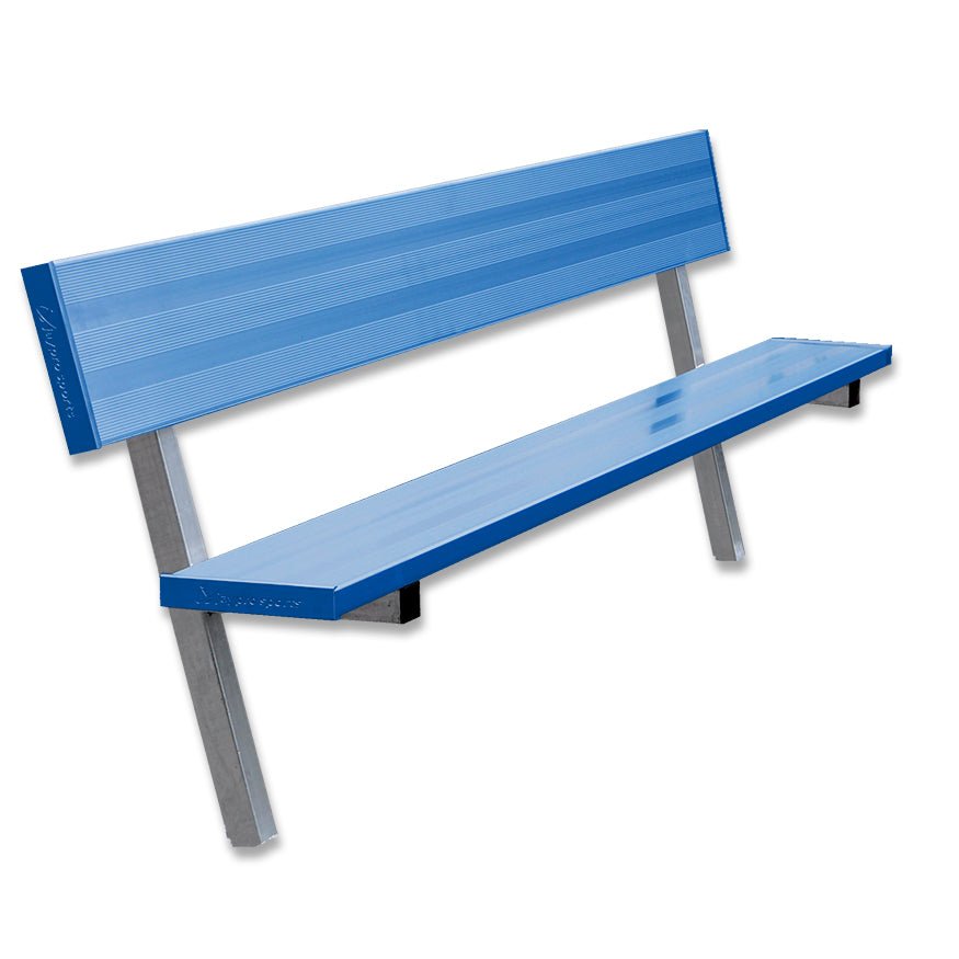 Jaypro Sports Outdoor Player Benches - In Ground - Aluminum Team Bench with Seat Back - 7.5', Powder Coated (PB - 80PIPC) - SchoolOutlet