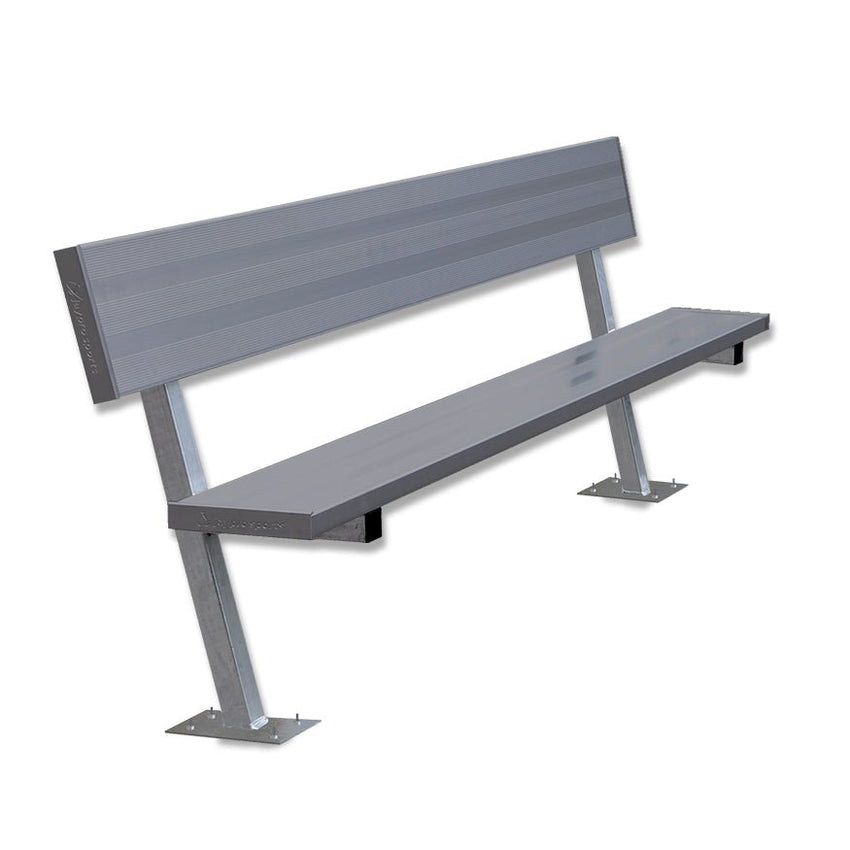 Jaypro Sports Outdoor Player Benches - Surface Mount - Aluminum Team Bench with Seat Back - 7.5', Powder Coated (PB - 80SMPC) - SchoolOutlet