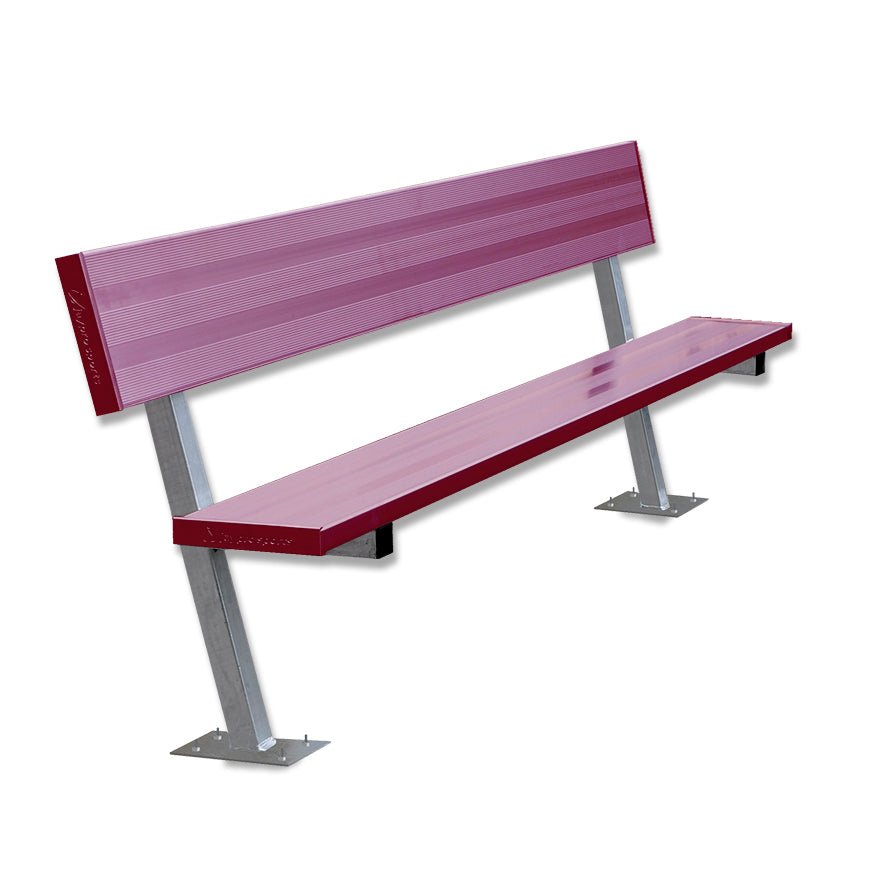 Jaypro Sports Outdoor Player Benches - Surface Mount - Aluminum Team Bench with Seat Back - 7.5', Powder Coated (PB - 80SMPC) - SchoolOutlet