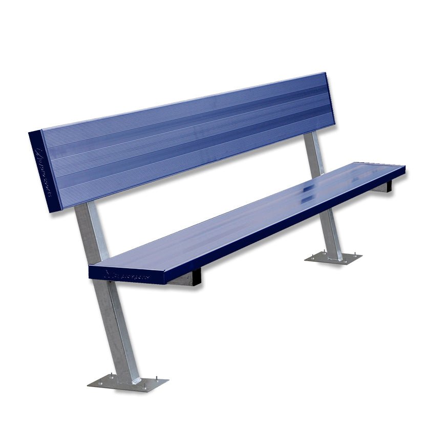 Jaypro Sports Outdoor Player Benches - Surface Mount - Aluminum Team Bench with Seat Back - 7.5', Powder Coated (PB - 80SMPC) - SchoolOutlet