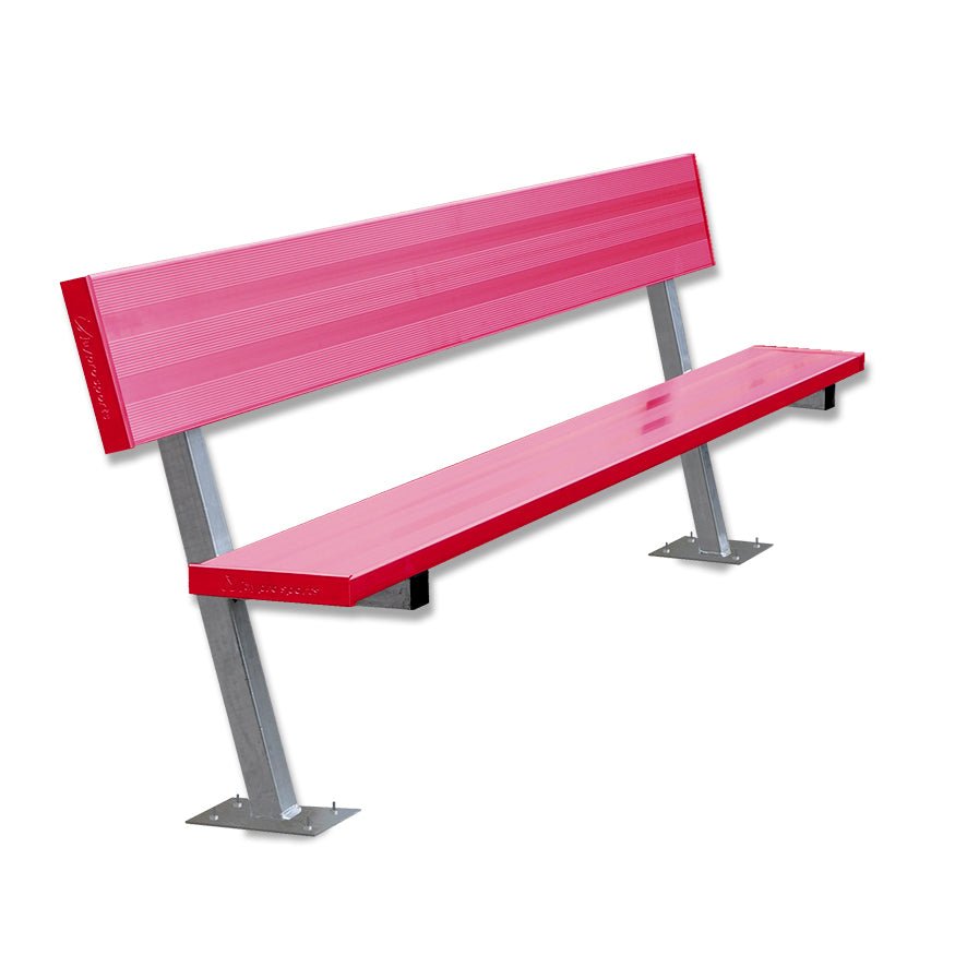 Jaypro Sports Outdoor Player Benches - Surface Mount - Aluminum Team Bench with Seat Back - 7.5', Powder Coated (PB - 80SMPC) - SchoolOutlet