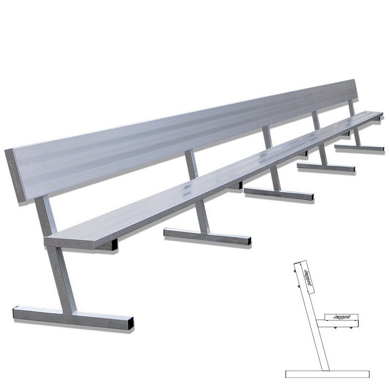 Jaypro Sports Outdoor Player Benches - Portable - Aluminum Team Bench with Seat Back - 27' (PB - 90) - SchoolOutlet