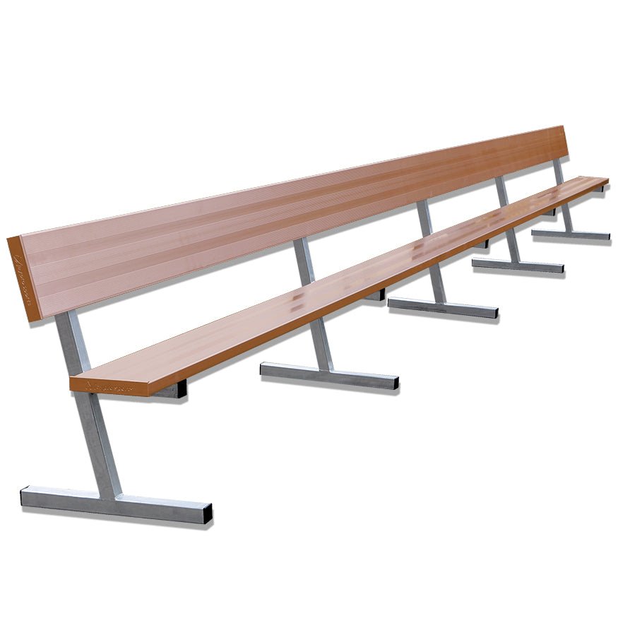 Jaypro Sports Outdoor Player Benches - Portable - Aluminum Team Bench with Seat Back - 27', Powder Coated (PB - 90PC) - SchoolOutlet