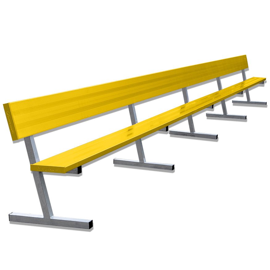 Jaypro Sports Outdoor Player Benches - Portable - Aluminum Team Bench with Seat Back - 27', Powder Coated (PB - 90PC) - SchoolOutlet