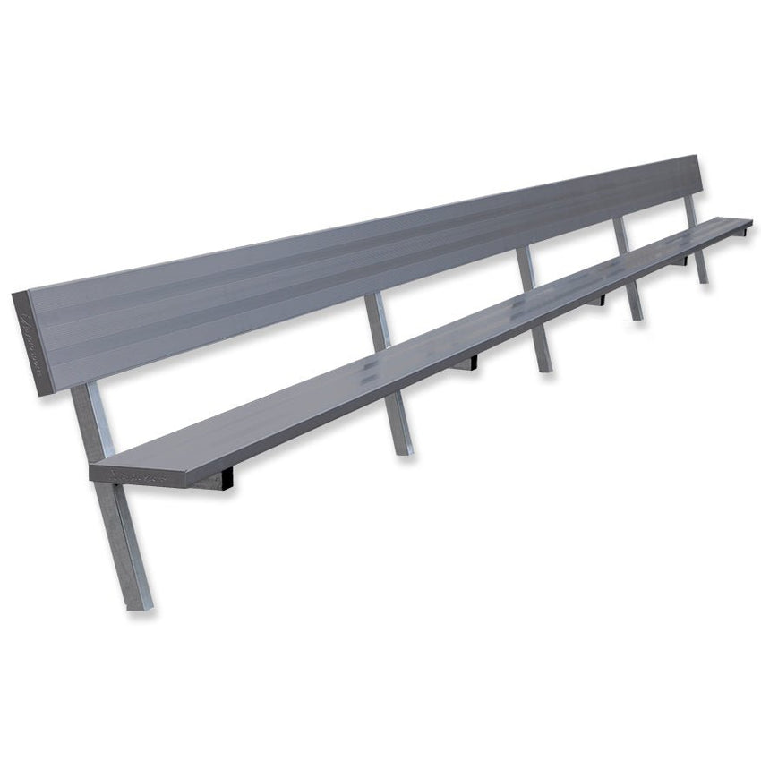 Jaypro Sports Outdoor Player Benches - In Ground - Aluminum Team Bench with Seat Back - 27', Powder Coated (PB - 90PIPC) - SchoolOutlet