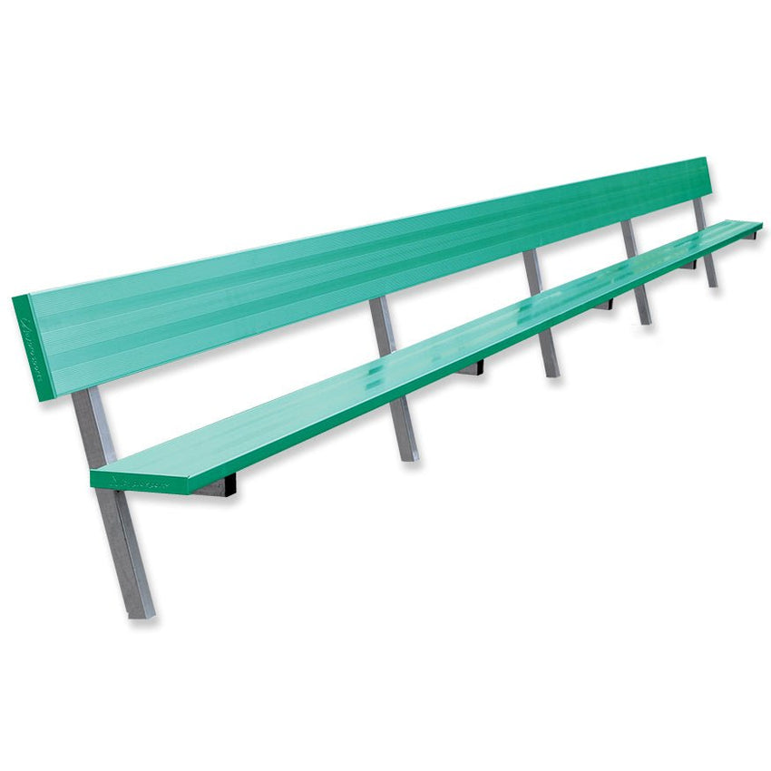 Jaypro Sports Outdoor Player Benches - In Ground - Aluminum Team Bench with Seat Back - 27', Powder Coated (PB - 90PIPC) - SchoolOutlet