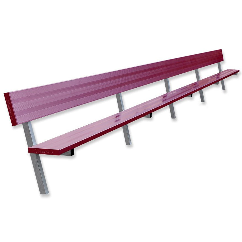 Jaypro Sports Outdoor Player Benches - In Ground - Aluminum Team Bench with Seat Back - 27', Powder Coated (PB - 90PIPC) - SchoolOutlet