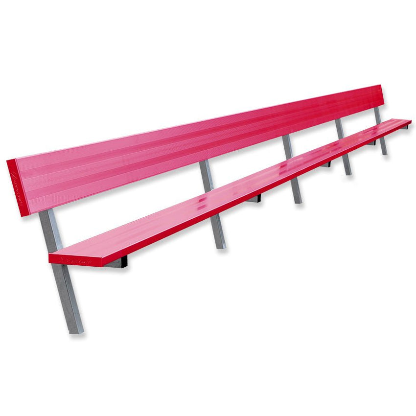 Jaypro Sports Outdoor Player Benches - In Ground - Aluminum Team Bench with Seat Back - 27', Powder Coated (PB - 90PIPC) - SchoolOutlet