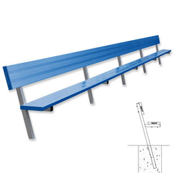 Jaypro Sports Outdoor Player Benches - In Ground - Aluminum Team Bench with Seat Back- 27', Powder Coated (PB-90PIPC)