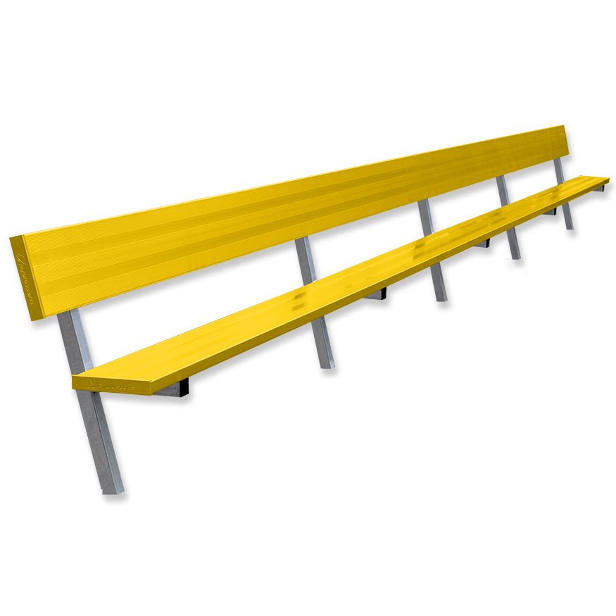 Jaypro Sports Outdoor Player Benches - In Ground - Aluminum Team Bench with Seat Back - 27', Powder Coated (PB - 90PIPC) - SchoolOutlet