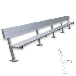 Jaypro Sports Outdoor Player Benches - Surface Mount- Aluminum Team Bench with Seat Back - 27' (PB-90SM)