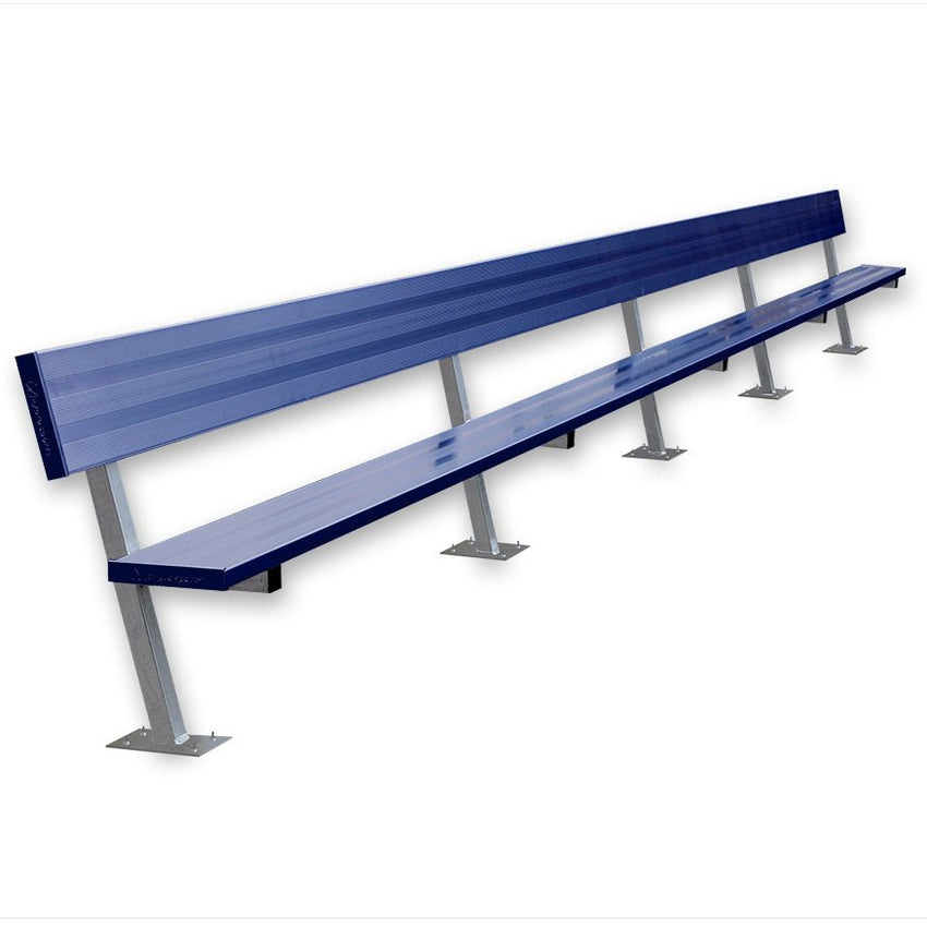 Jaypro Sports Outdoor Player Benches - Surface Mount - Aluminum Team Bench with Seat Back - 27', Powder Coated (PB - 90SMPC) - SchoolOutlet