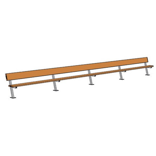 Jaypro Sports Outdoor Player Benches - Surface Mount - Aluminum Team Bench with Seat Back - 27', Powder Coated (PB - 90SMPC) - SchoolOutlet