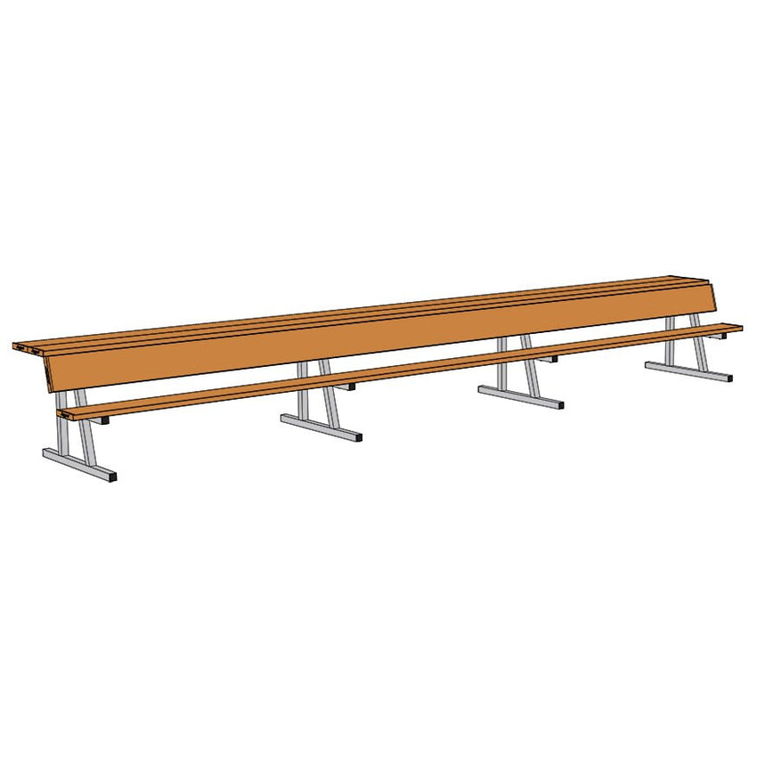 Jaypro Sports Outdoor Player Benches - Portable - Player Bench with Seat Back and Shelf - 15', Powder Coated (PBS - 20PC) - SchoolOutlet