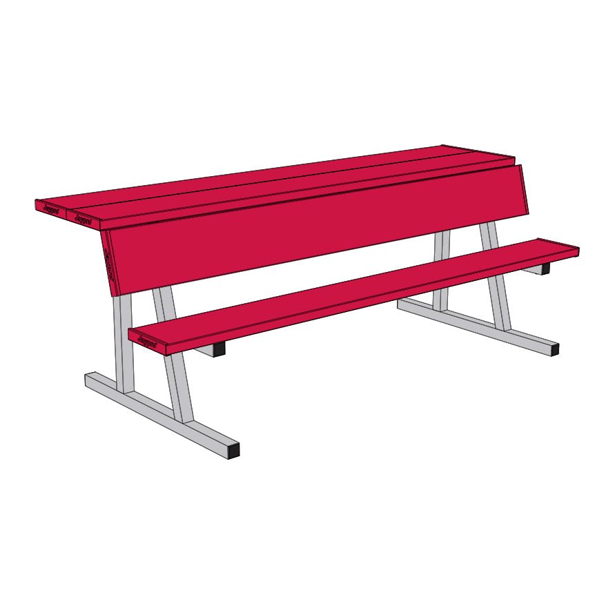 Jaypro Sports Outdoor Player Benches - Portable - Player Bench with Seat Back and Shelf - 7.5', Powder Coated (PBS - 80PC) - SchoolOutlet