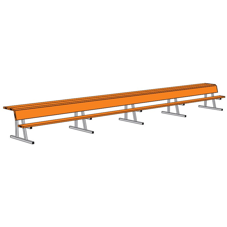 Jaypro Sports Outdoor Player Benches - Portable - Player Bench with Seat Back and Shelf - 27', Powder Coated (PBS - 90PC) - SchoolOutlet