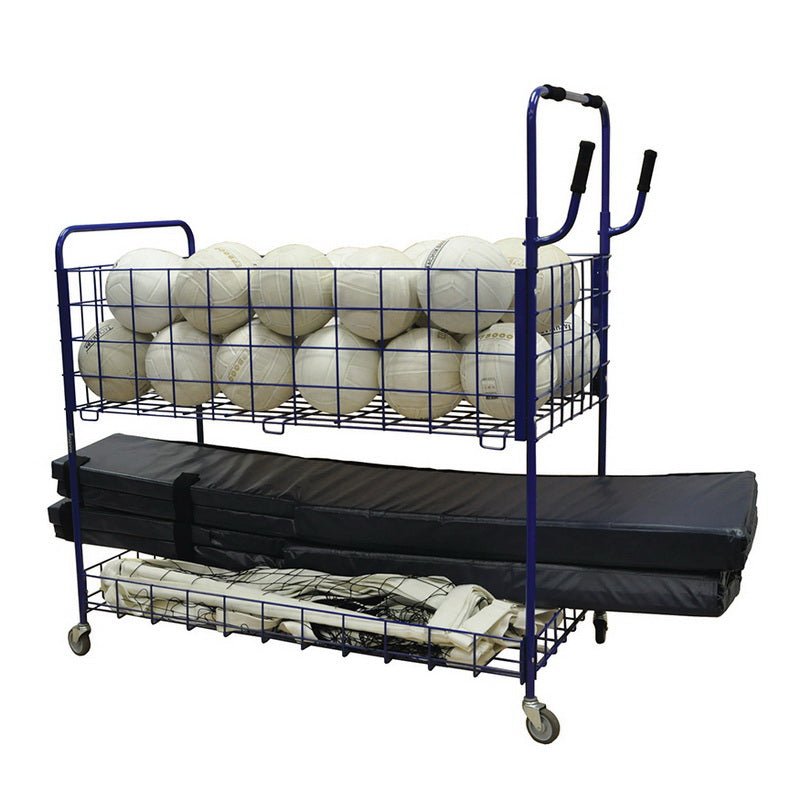 Jaypro Sports Ball Cart - ToteMaster Open Top Storage Cart, 33 Ball - Blue (TE - PE01) - SchoolOutlet