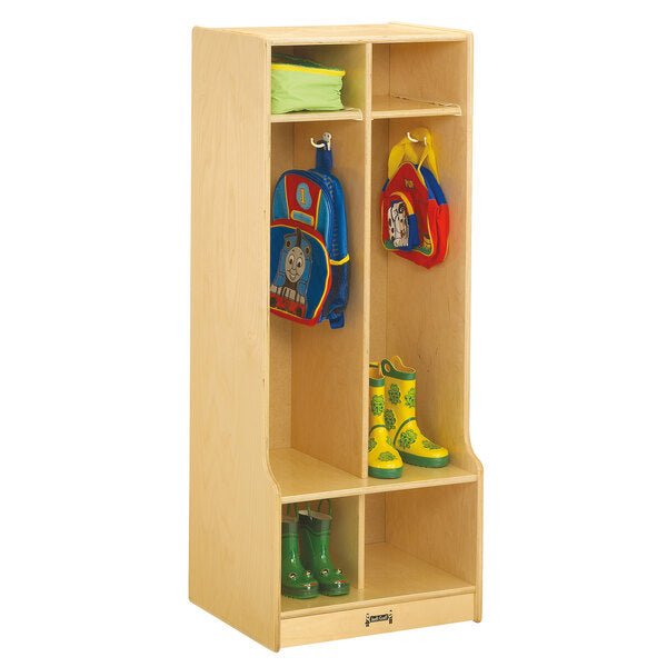 Jonti-Craft Baltic Birch 2-Section Coat Locker with Step (4682JC) - SchoolOutlet