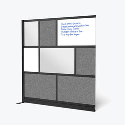 Luxor MW-7070-XWCGB - Workflow Modular Wall Room Divider System - Black Frame - 70" x 70" Add-On Wall w/ Whiteboard