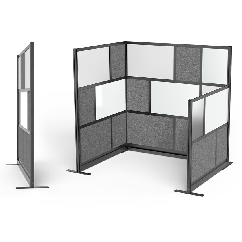 Luxor MW - 7070 - XWCGWB - Workflow Modular Wall Room Divider System - Black Frame - 70" x 70" Wide Panel Add - On Wall w/ Whiteboard - SchoolOutlet