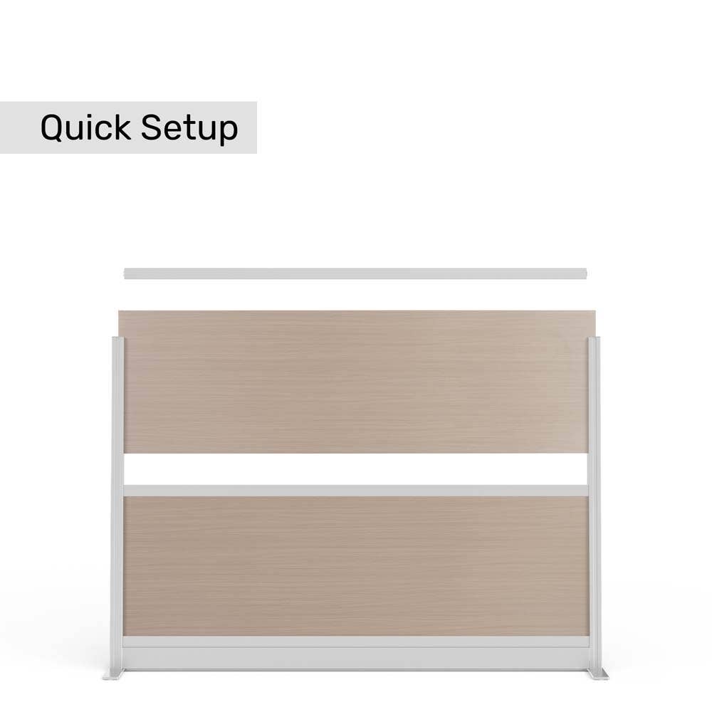 Luxor Modular Wall 70"W x 48"H - White Oak Laminated with Gray Frame (PPWL011) - SchoolOutlet