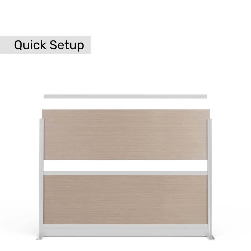 Luxor Modular Wall 70"W x 48"H - White Oak Laminated with Gray Frame (PPWL011) - SchoolOutlet