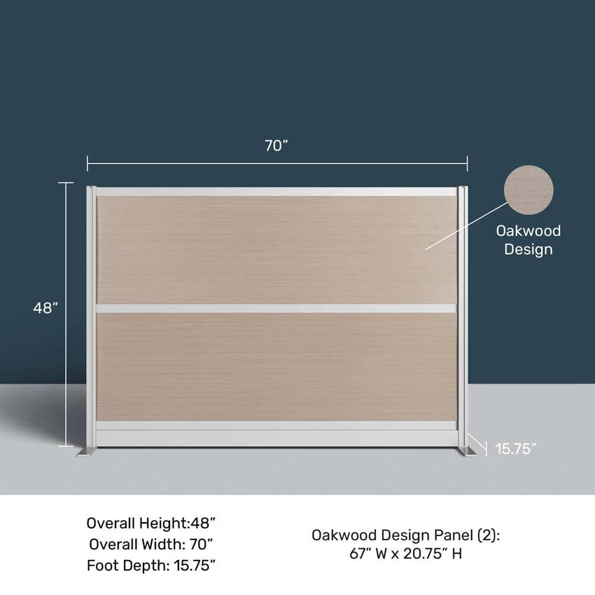 Luxor Modular Wall 70"W x 48"H - White Oak Laminated with Gray Frame (PPWL011) - SchoolOutlet