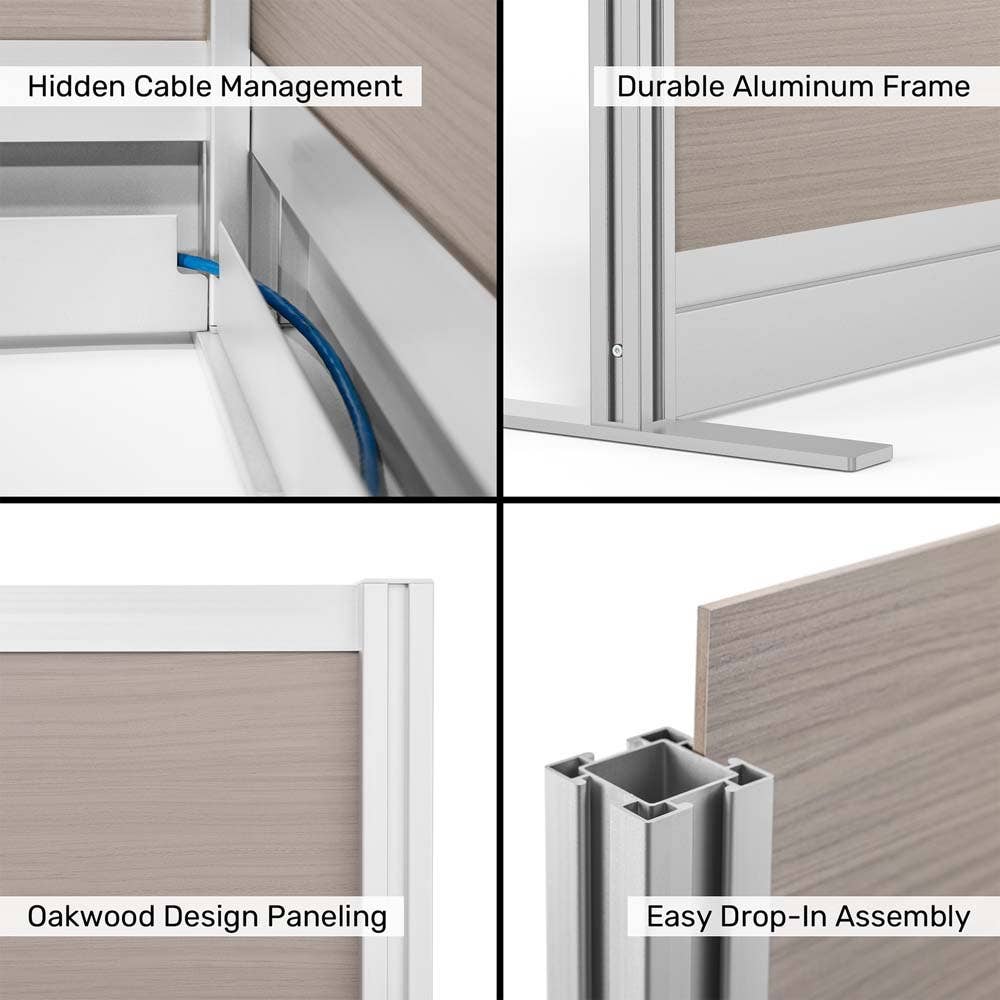 Luxor Modular Wall 70"W x 48"H - White Oak Laminated with Gray Frame (PPWL011) - SchoolOutlet