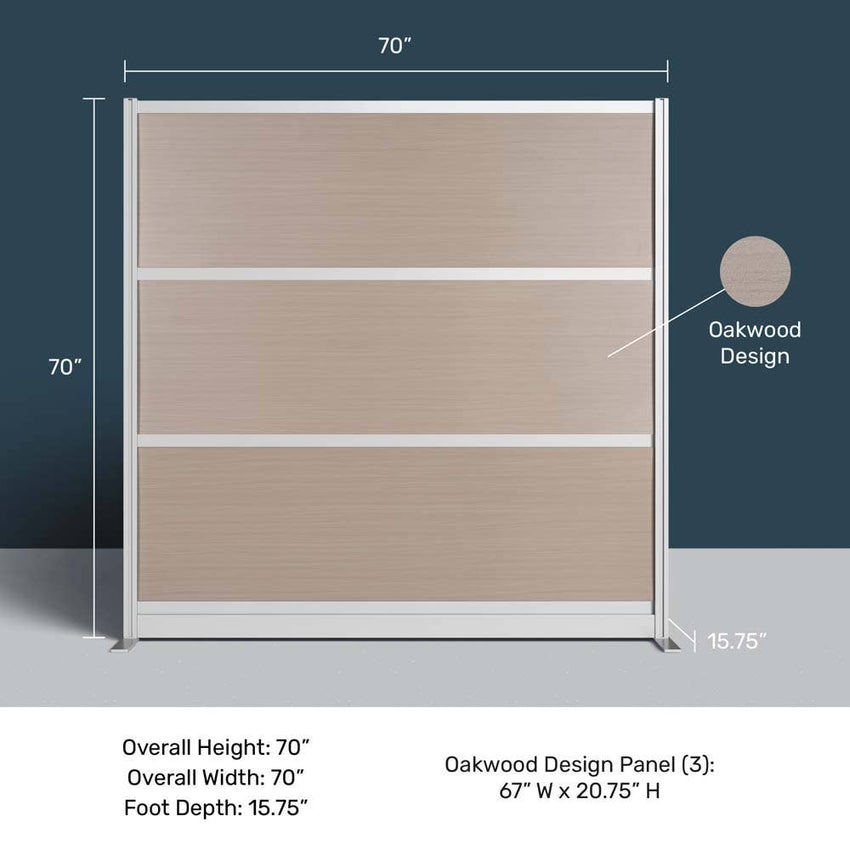 Luxor Modular Wall 70"W x 70"H - White Oak Laminated with Gray Frame (PPWL012) - SchoolOutlet