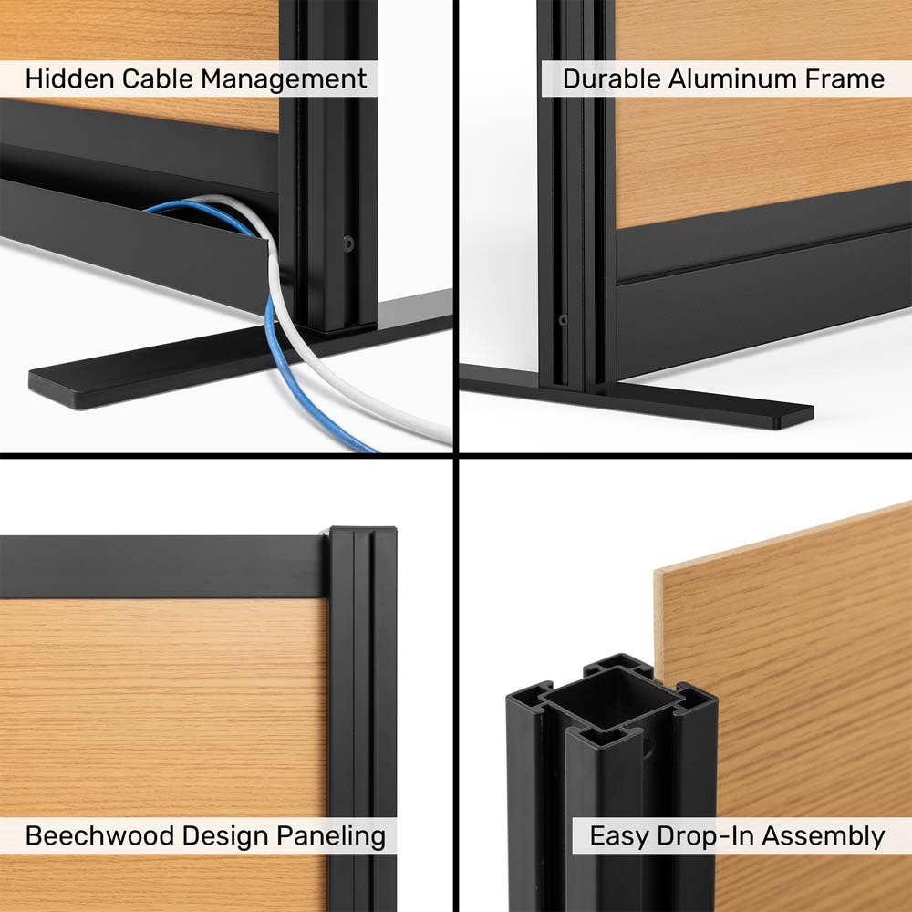 Luxor Modular Wall 70"W x 48"H - Beech Laminated with Black Frame (PPWL013) - SchoolOutlet